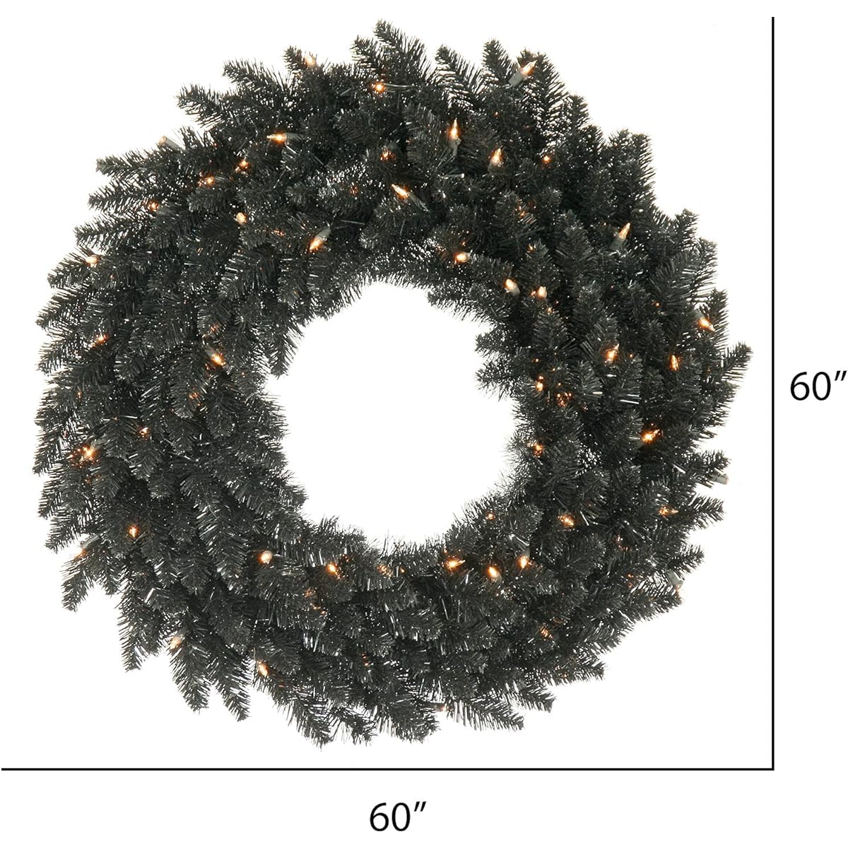 Vickerman 60" Black Fir Artificial Christmas Wreath - No Lights - Fake Christmas Wreath - Indoor Seasonal Home Decoration