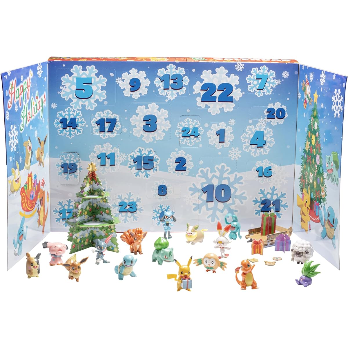 Pokemon 2024 Holiday Advent Calendar for Kids with 24 Gift Pieces - Includes 16 Toy Character Figures and 8 Christmas Accessories - Ages 4 and Up.
