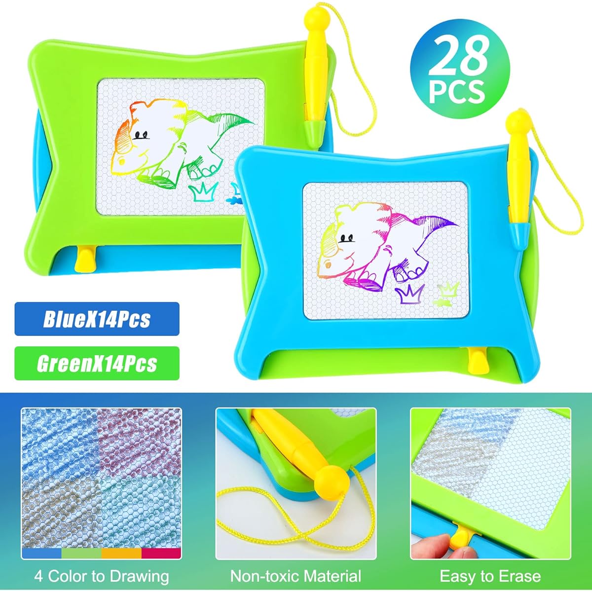 Magnetic Drawing Board Bulk Doodle Pads for Toddlers Bulk Toys Erasable Sketch Paint Pads with Backpack/Keychain Clips Educational/Classroom Prizes for Toddlers Boys Girls Kids 28 Sheets