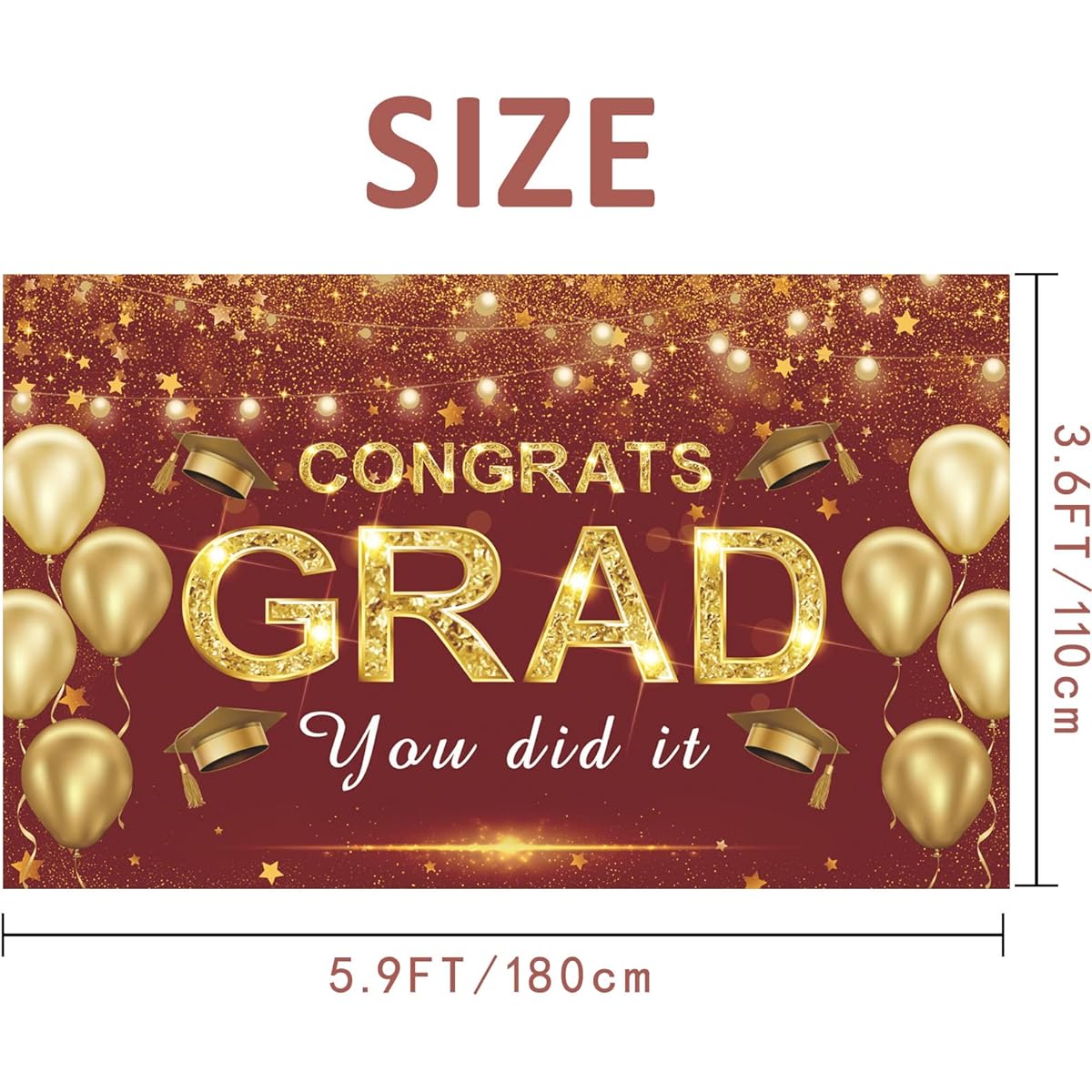 Crenics Graduation Party Decorations 2023 Maroon and Gold Congratulations Graduation Celebration Backdrop Graduation Party Supplies 5.9 x 3.6 ft