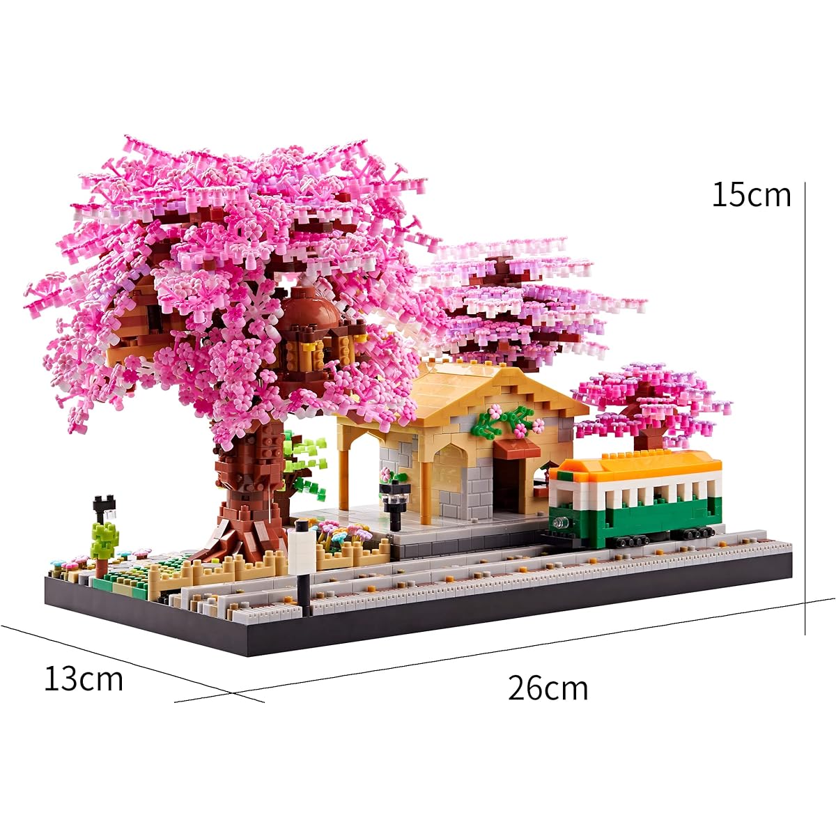 LUKHANG Sakura Station Model Kit - 3668 Pieces Micro Block Fascinating Building Set, Relaxing and Creative Gift, Charming Cherry Blossom Beauty for Adults