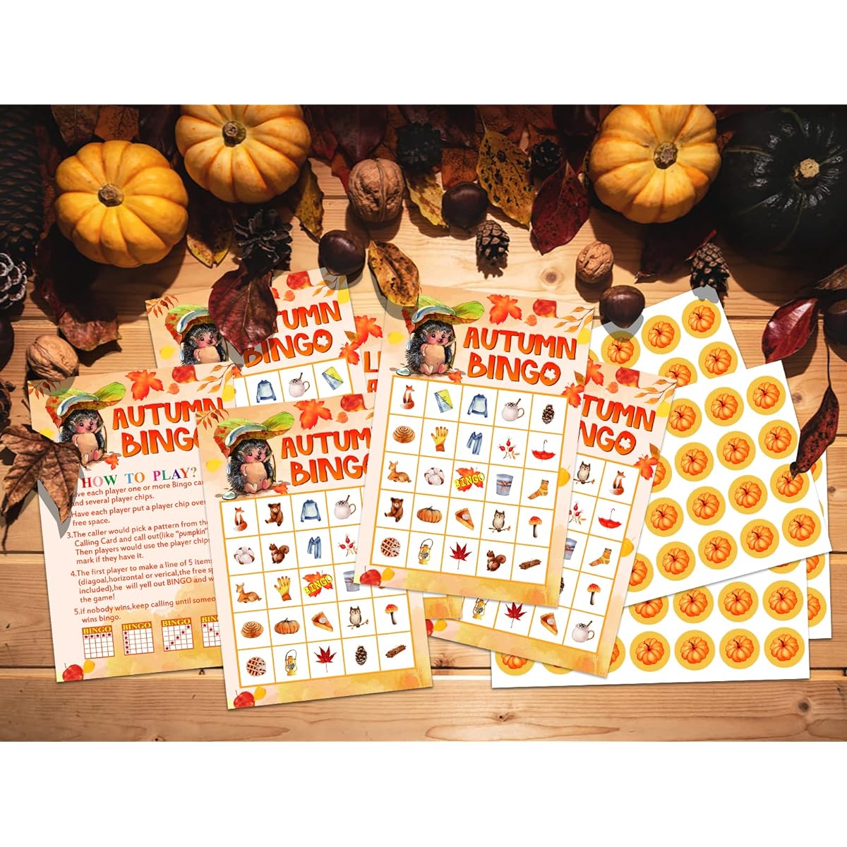 PETCEE Fall Bingo Game for Kids
