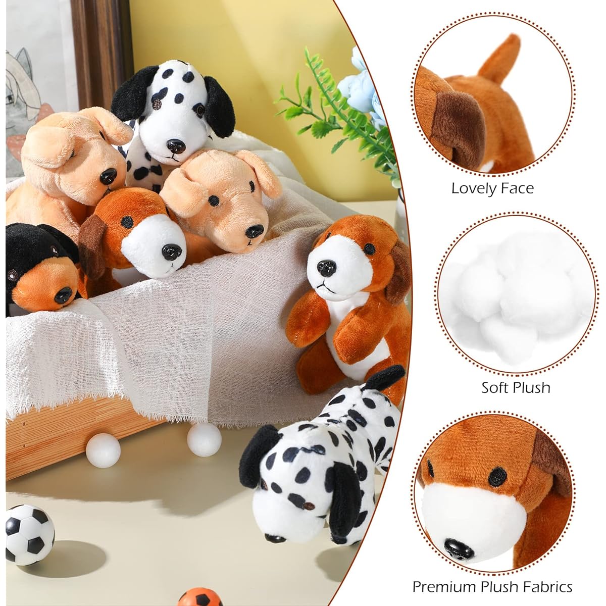 Sosation 20pcs Mini Plush Puppies Bulk Dogs Party Favors Gift Toys Soft Stuffed Dogs Bag Fillers Kids Baby Show Birthday Graduation Gift Carnival Prize Party.