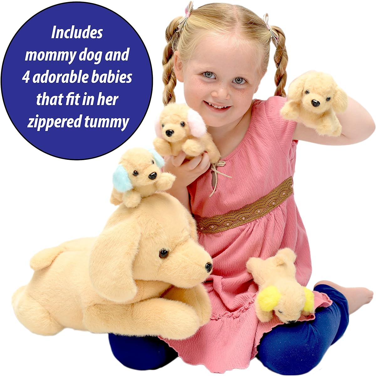 DreamsBe Dog Plush Toy - 4 Golden Retriever Puppies
