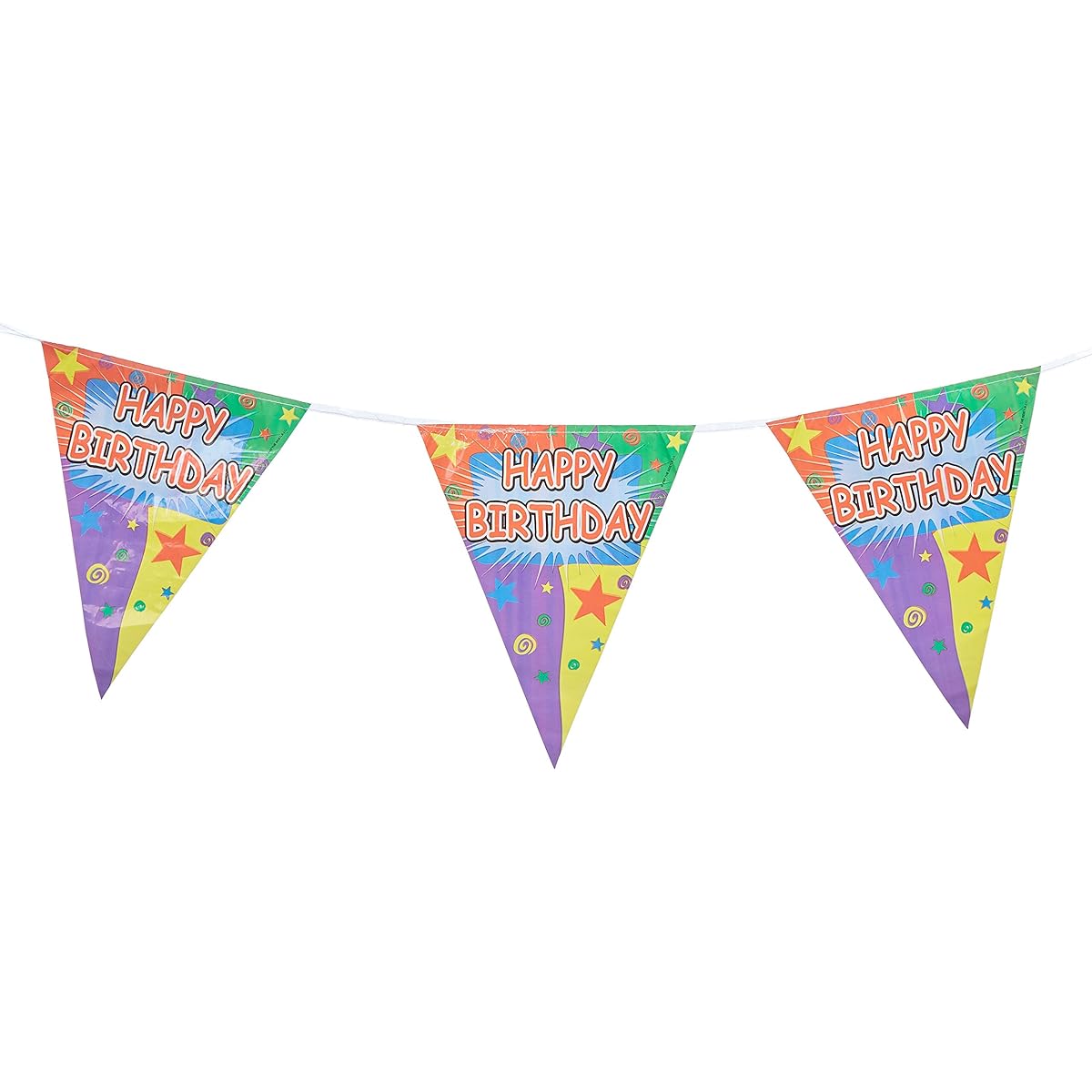 Beistle 57718 Happy Birthday Pennant Banner, 10-inch by 12-feet