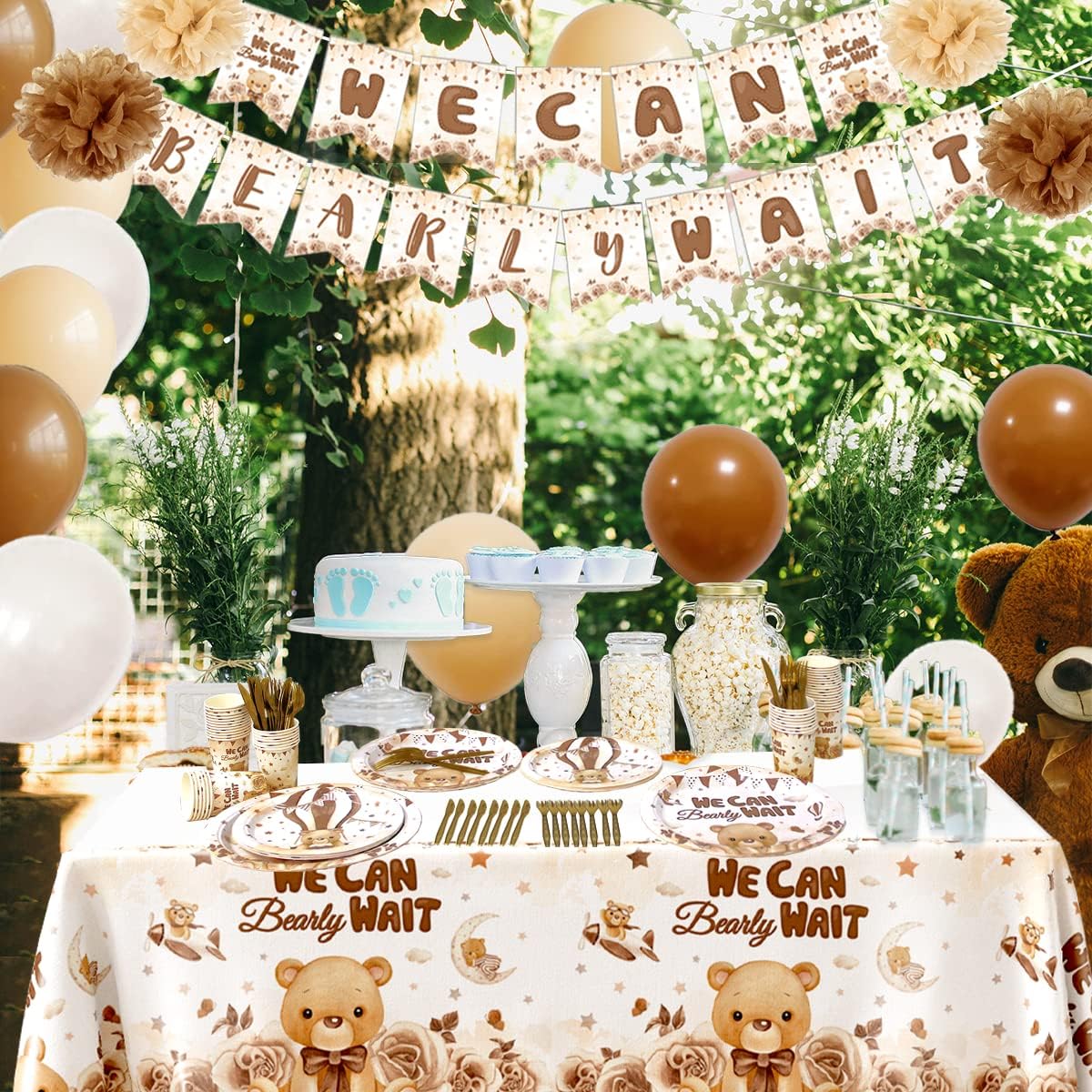 Bear Baby Shower Decorations Set | We Can Bearly Wait Banner | Gender Reveal Party Decorations | Boy Girl Gender Neutral Bear Baby Shower Bear Theme Birthday Party