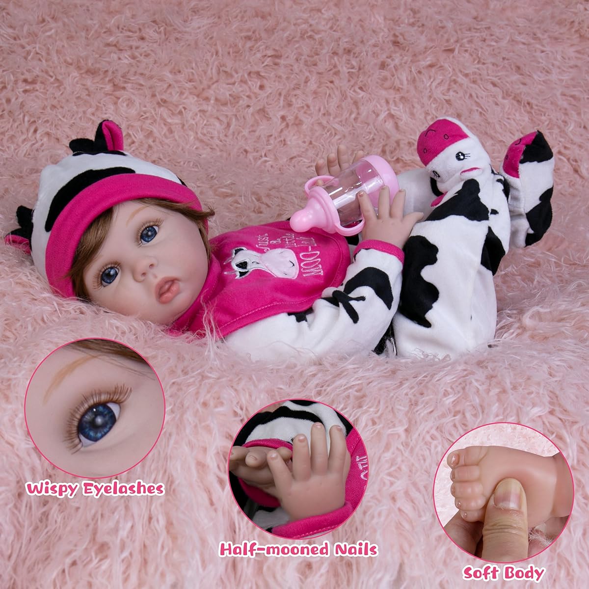 Milidool Lifelike Reborn Baby Doll - 22 Inch Weighted Realistic Baby Doll Like a Real Baby Realistic Baby Doll Ages 3+