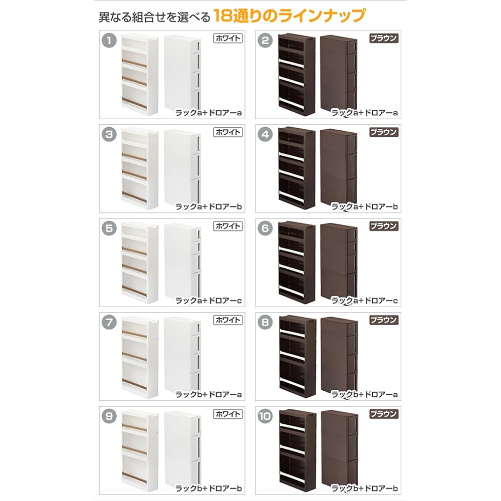 Sanka Gap Storage Complete Product Stranti Set of 2 Width 17cm Drawer & Rack Set Rack C Type & Drawer B Type White Made in Japan