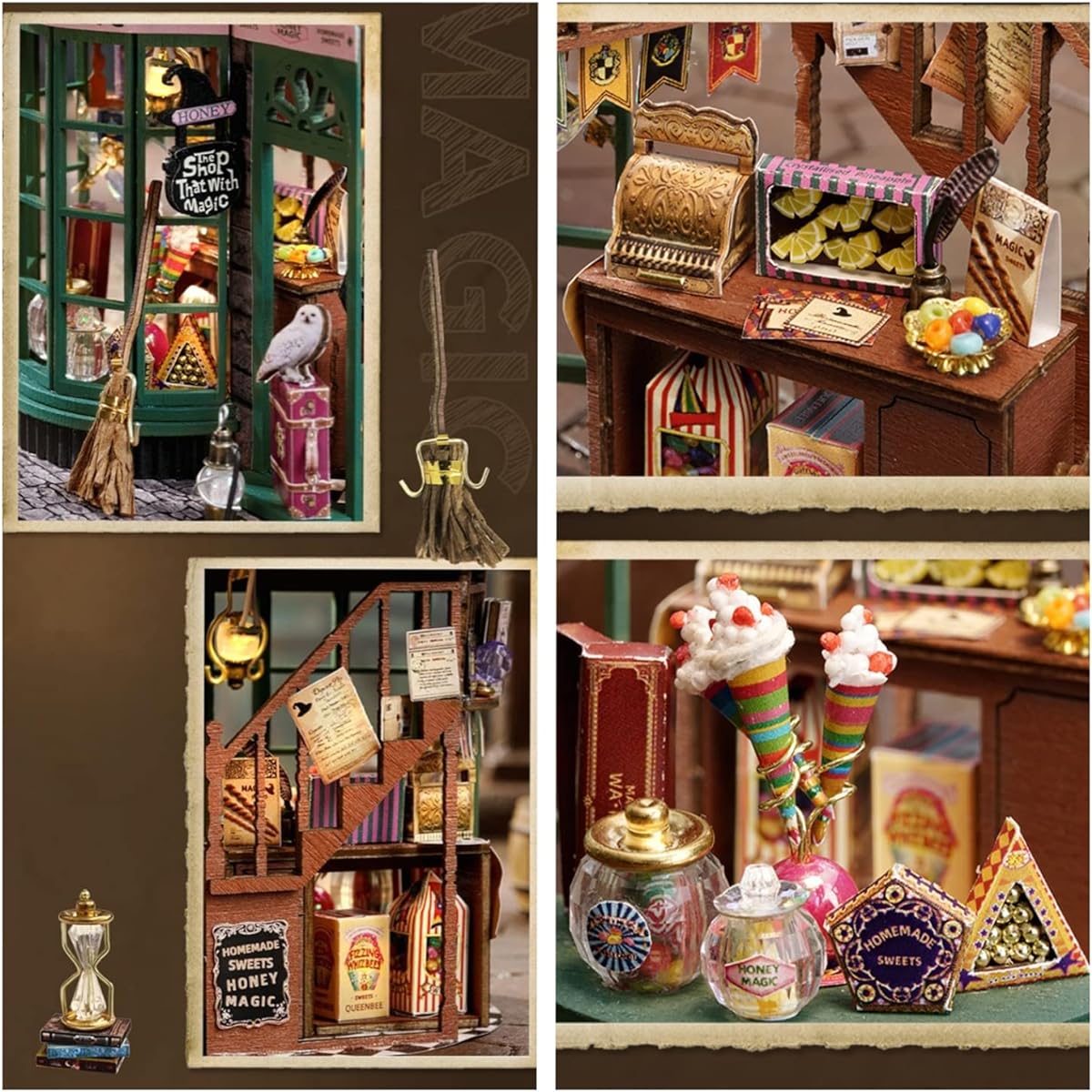 Kisoy Romantic Cute Dollhouse Miniature DIY House Kit Creative Room Perfect DIY Gift for Friends, Lovers and Family (Magical Shop)