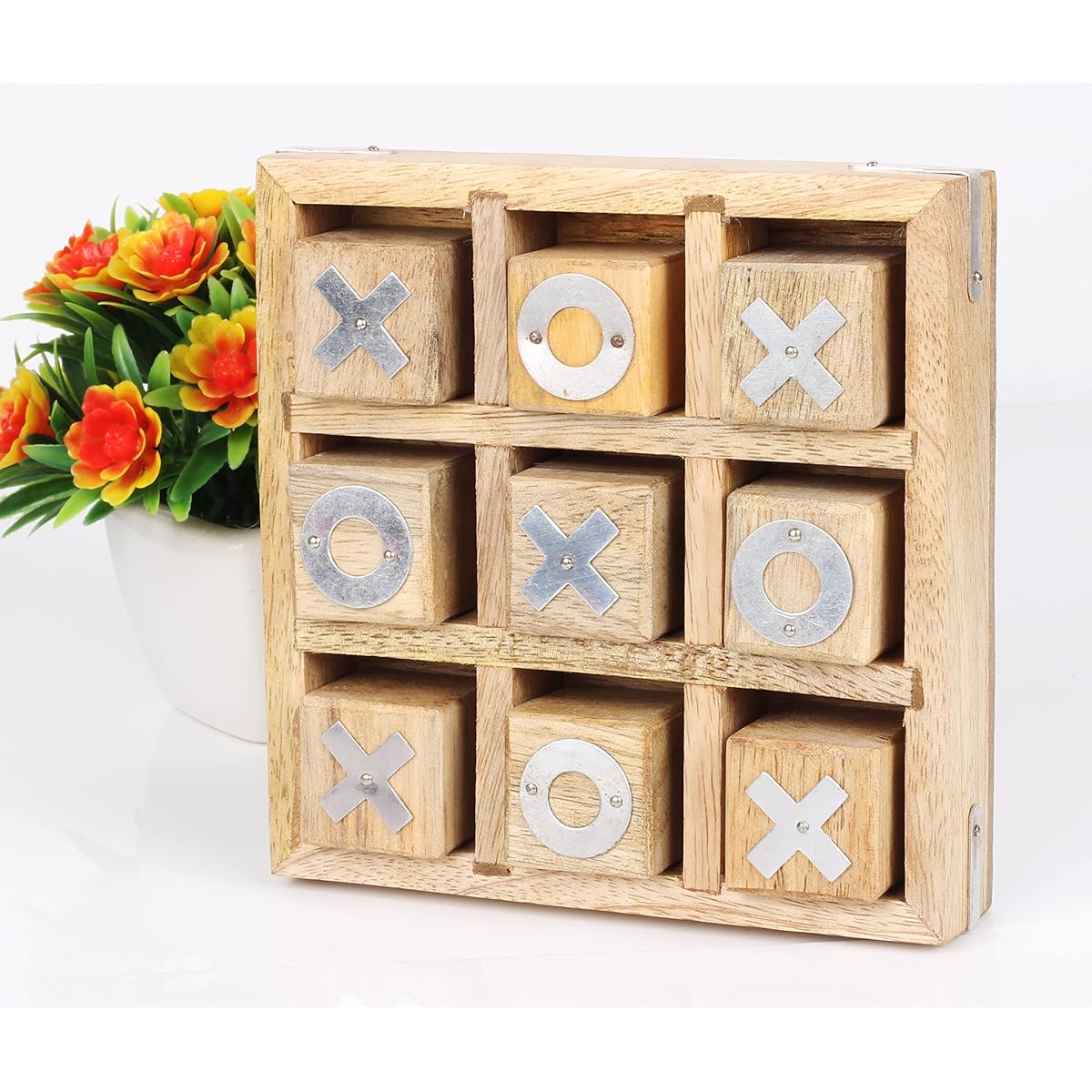 Wooden Classic Tic-Tac-Toe Game, Friends and Family Board Game, 3D Travel Living Room Decor, Coffee Top Table Game, Decorative Family Game Night Classic Board