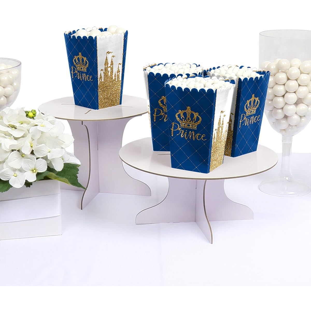 Royal Prince Charming - Baby Shower or Birthday Party Favor Popcorn Treat Boxes - Set of 12