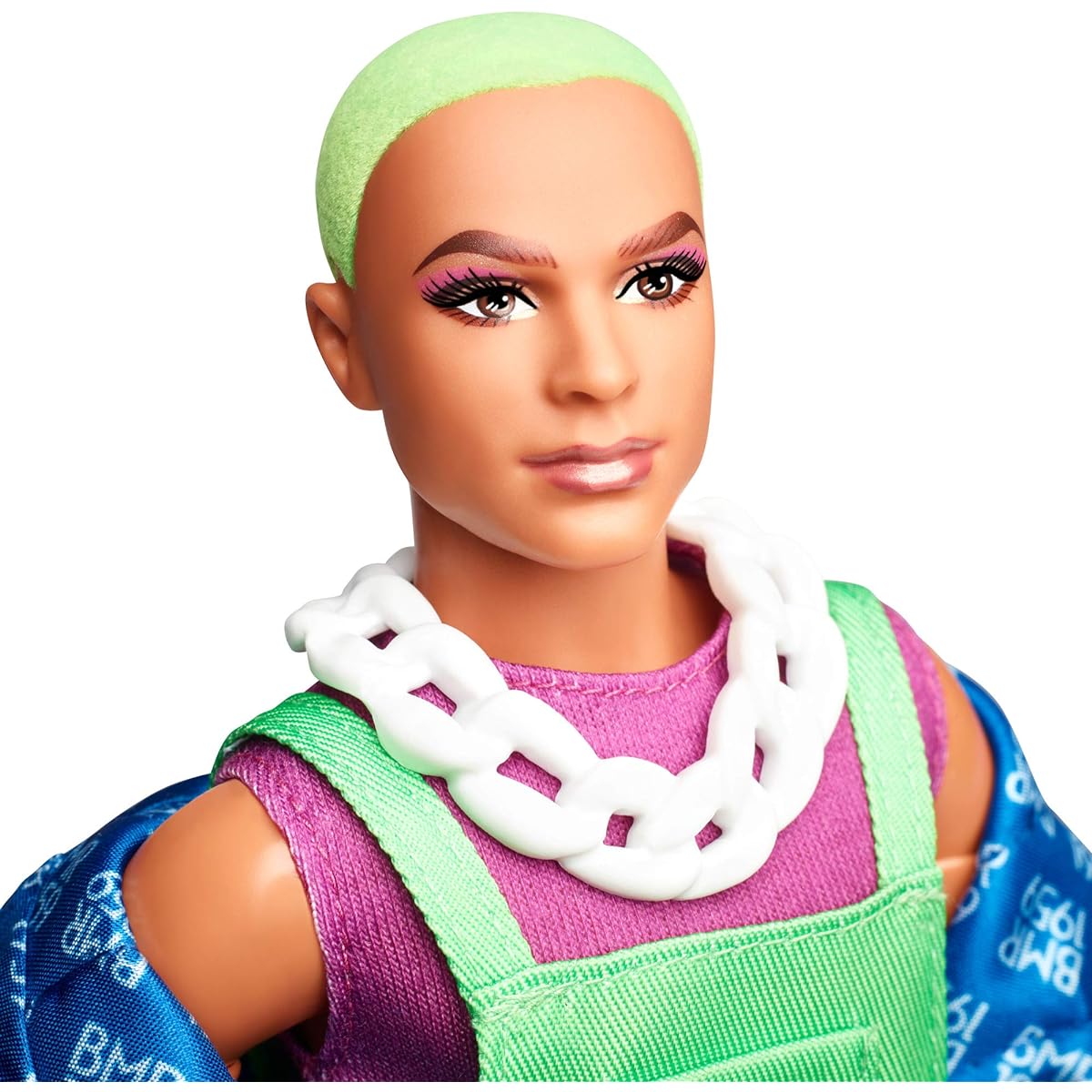 Mattel - Barbie BMR1959, Ken with Neon Hair and Overalls and Puffer Jacket and Doll Stand, African American