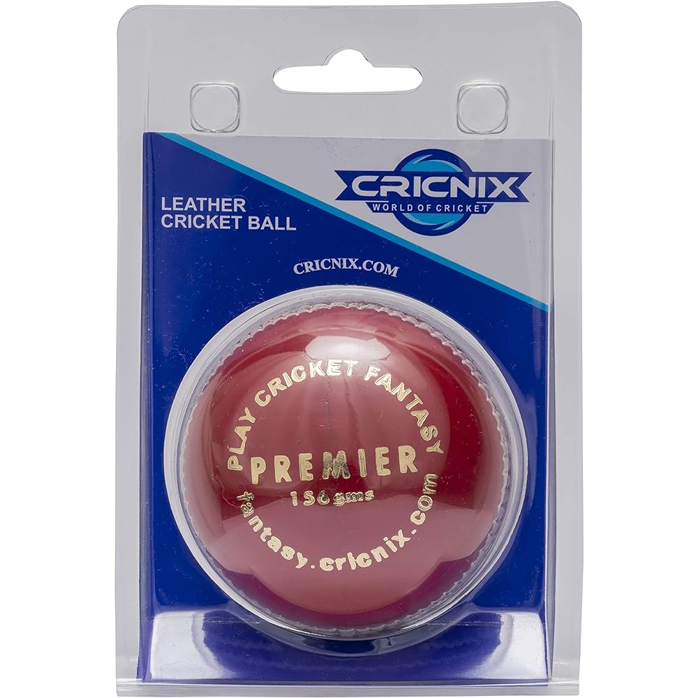 Cricnix Cricket Ball Premier Red Leather Red 156g (1-Pack/3-Pack/6-Pack) for Seniors Match