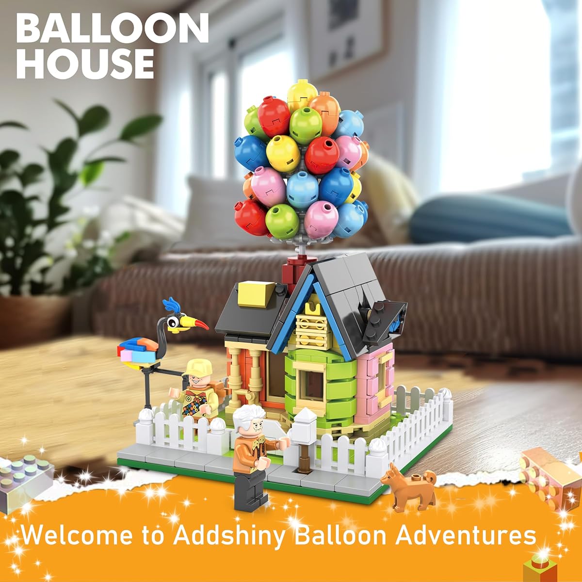 Addshiny Up Balloon House Building Set, 686 Piece Gravity Flying House Building Kit with Balloons for Kids and Movie Fans, Ages 8+, Fun Gift for Anyone Who Loves Creative Play (635 Pieces)