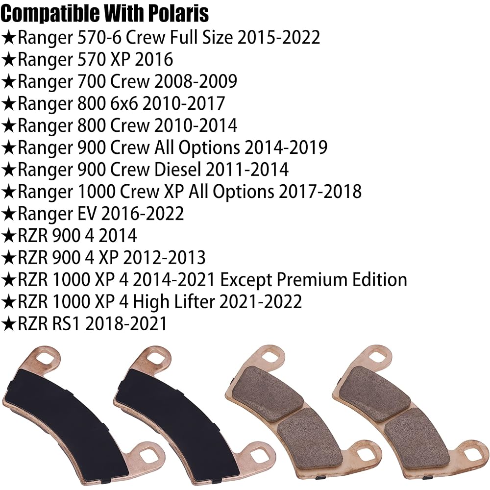 Sintered Brake Pads Front & Rear Polaris RZR 900 1000 4 XP RS1 Ranger 570 700 800 900 1000 EV Crew Diesel 6X6 #2205949 FA656 Replacement