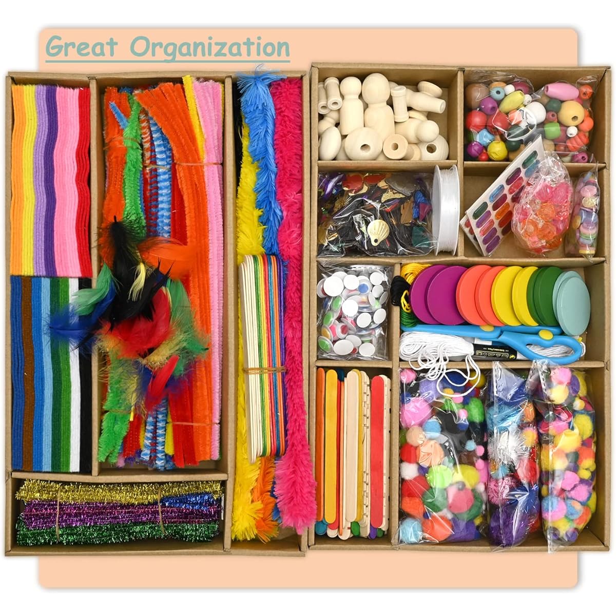 Darnassus 2000+ Craft Kit Library Craft Vault Supplies Creative Set Craft Materials Kit Box for Kids Ages 4-12 Gift