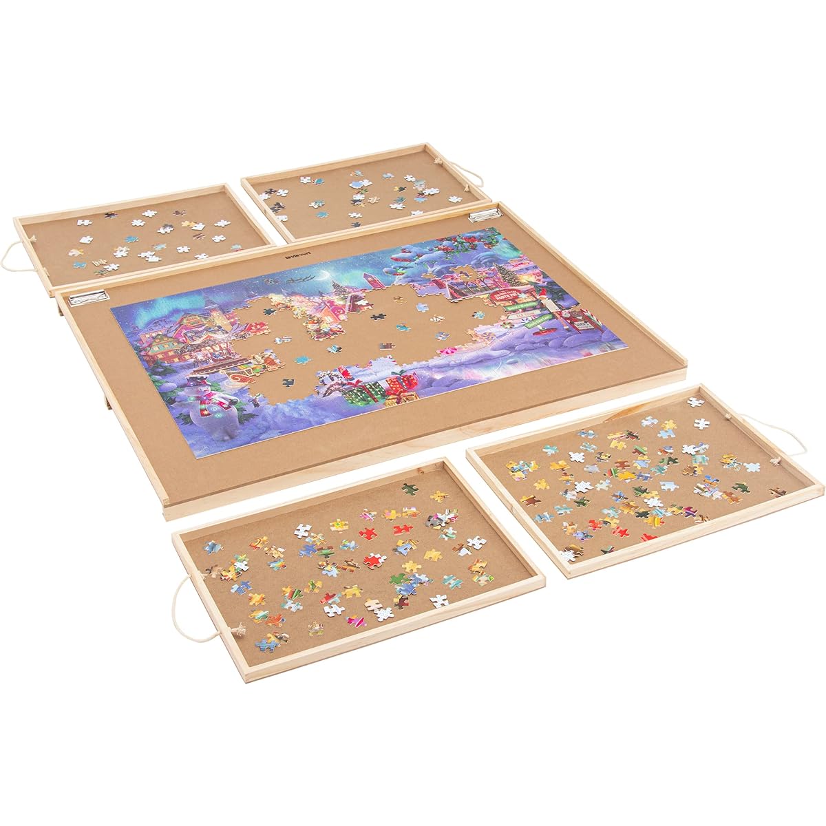 Lavievert Wooden Jigsaw Puzzle, Table Puzzle, Plateau Puzzle Board, Smooth Fiberboard Work Surface, 4 Removable Storage & Sorting Drawers, Puzzle Mat Set for Puzzles up to 1,500 Pieces