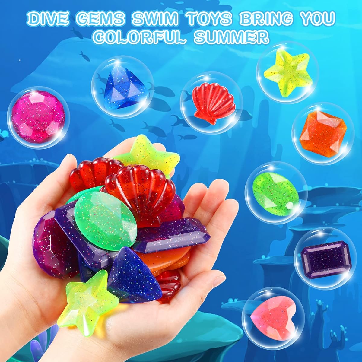 32 Pieces Big Dive Gem Pool Toys, Colorful Precious Dive Gems Diving Toys Sinking Swimming Pool Toys Treasure Swimming Pool Dive Toys Bath Pool Beach Games Party Decorations
