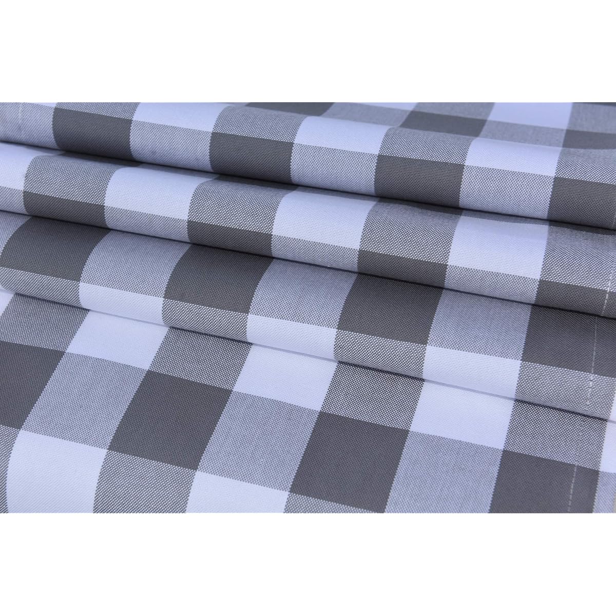 HOME·FSN Table Runner 14 x 48 Inch 100% Cotton Buffalo Check for Christmas/Winter/Family Dinner/Outdoor/Indoor Parties, Gray and White