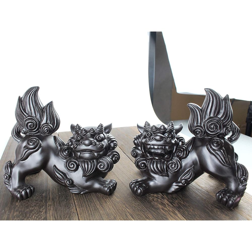 Shisa Shisa Okinawa Souvenir Amulet Kajimaya Shisa (Large) (Black) Object Ornament Entrance Money Luck Talisman Amulet Feng Shui Ryukyu Present Happiness Power Stone