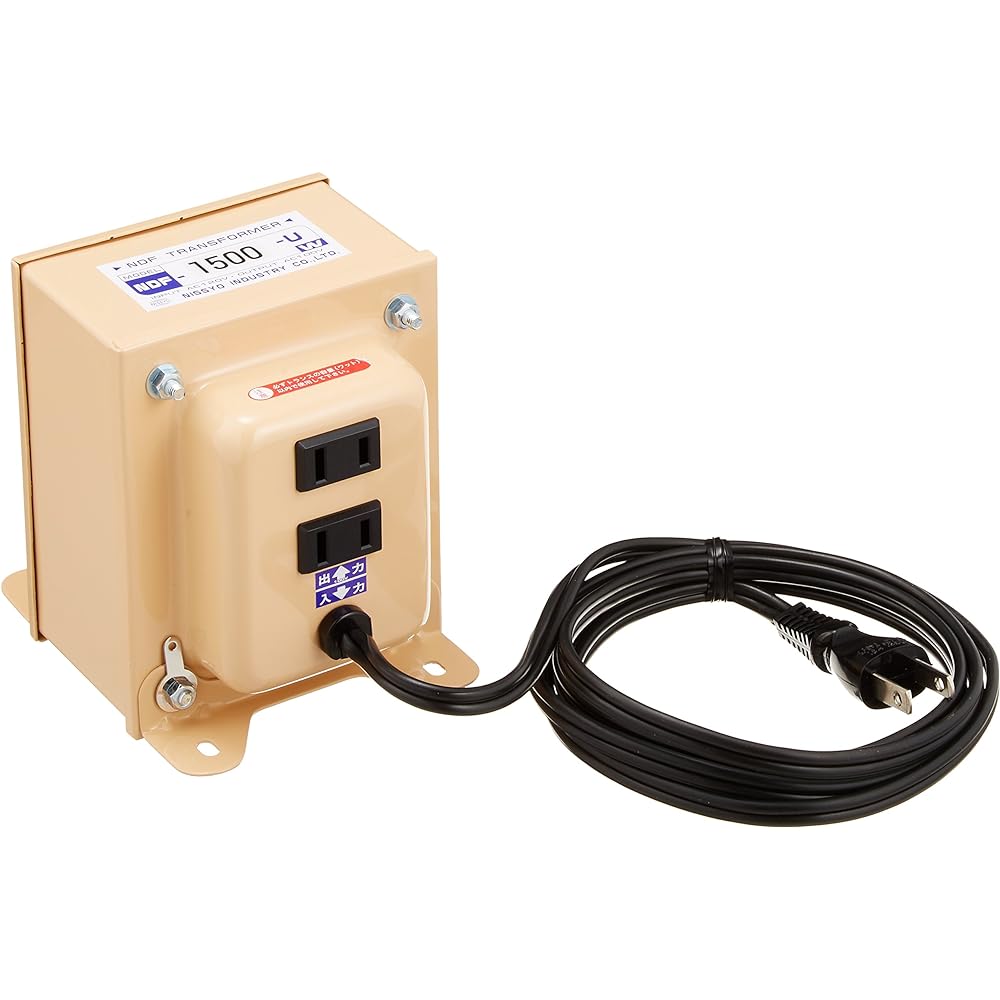 Nissho Kogyo Transformer Overseas Popular Type AC110V~AC127V→AC100V 1500W NDF Series NDF-1500U