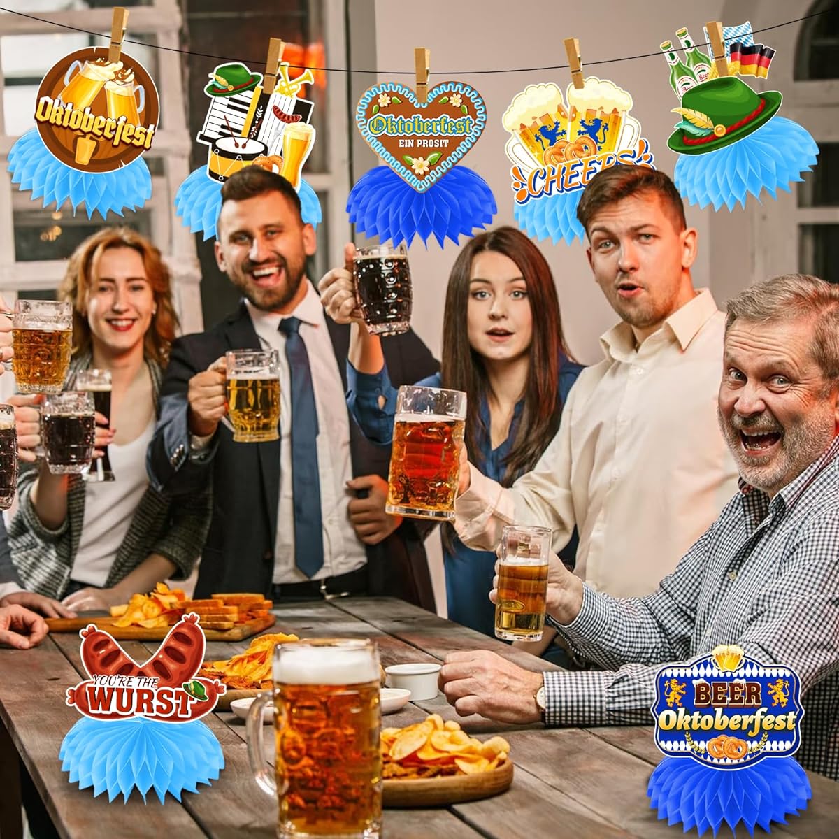 8 Piece Oktoberfest Centerpiece Oktoberfest Table Decoration German Centerpiece Party Supplies Bavarian German Beer Festival Oktoberfest Party Decoration Honeycomb Centerpiece Table Topper Cocomigo