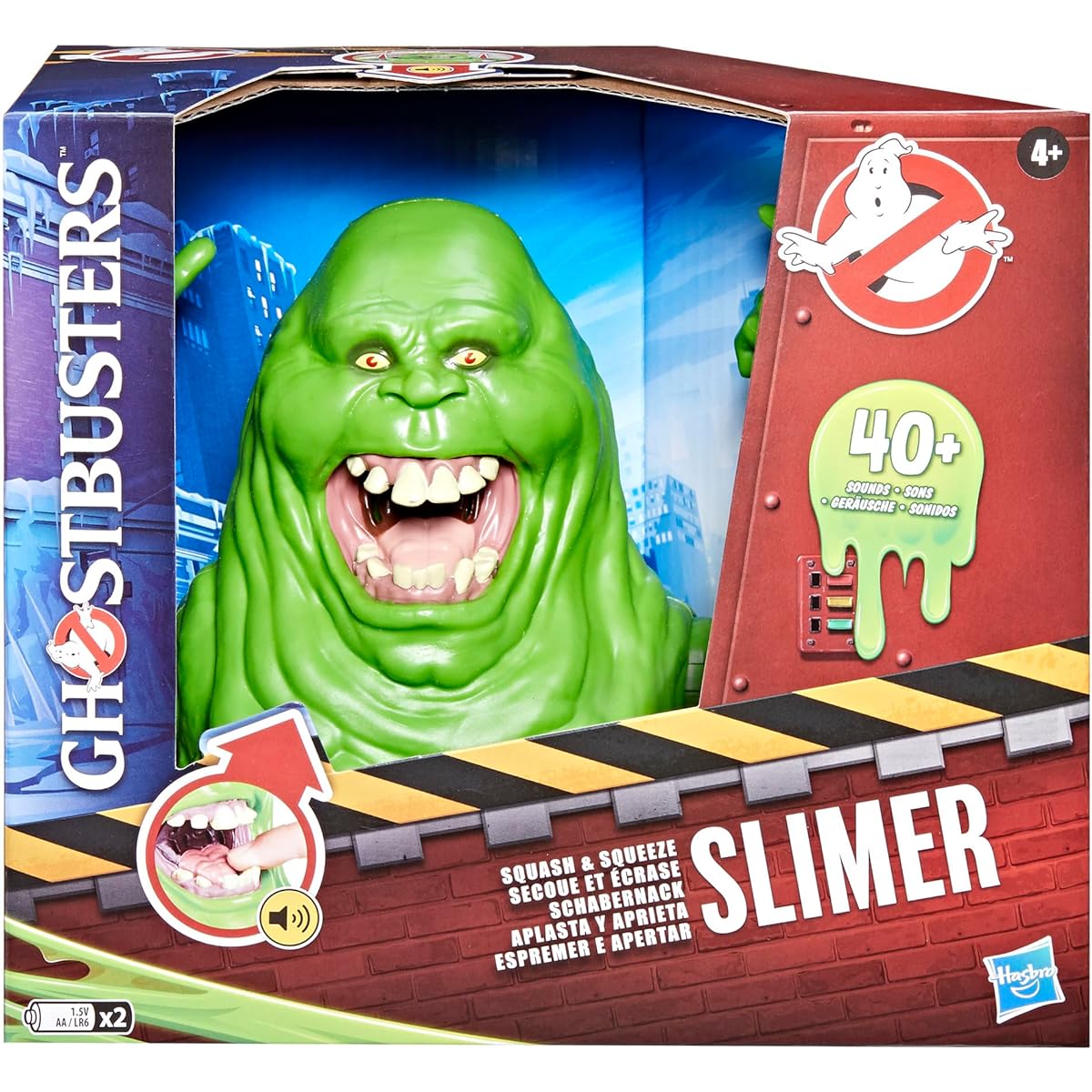 Ghostbusters Squash 'n' Squeeze Slimer Animatronic Toy, 40+ Sound Effects, Interactive 7" Green Ghost, Ages 4+