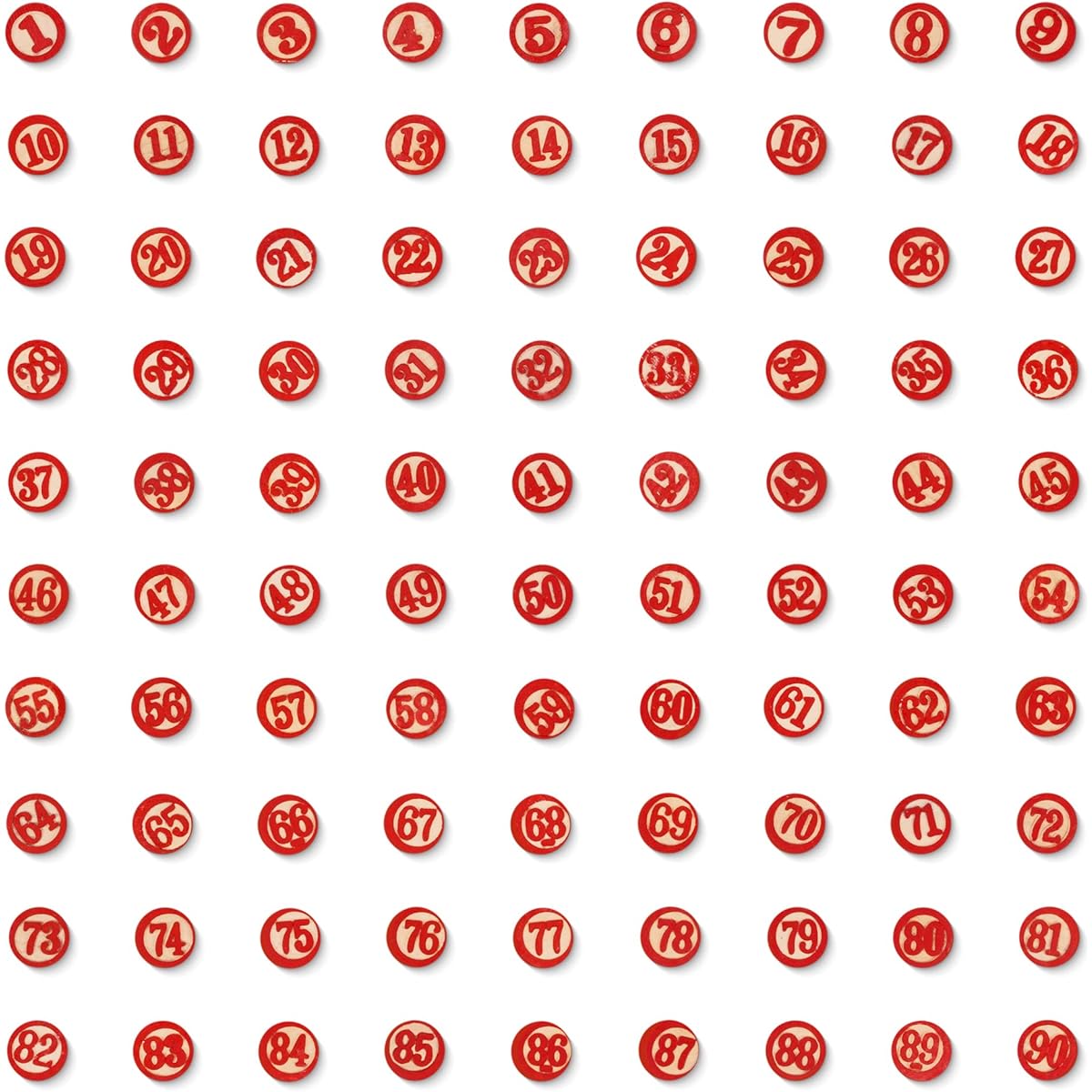 Vintage Tombola Italian Game Tombolini Tiles (90 Pieces) | Rustic Wooden Bingo Chips Numbers 1-90 Lottery Custom DIY Board Game Pieces Arts & Crafts | Traditional/Holiday/Wedding Games