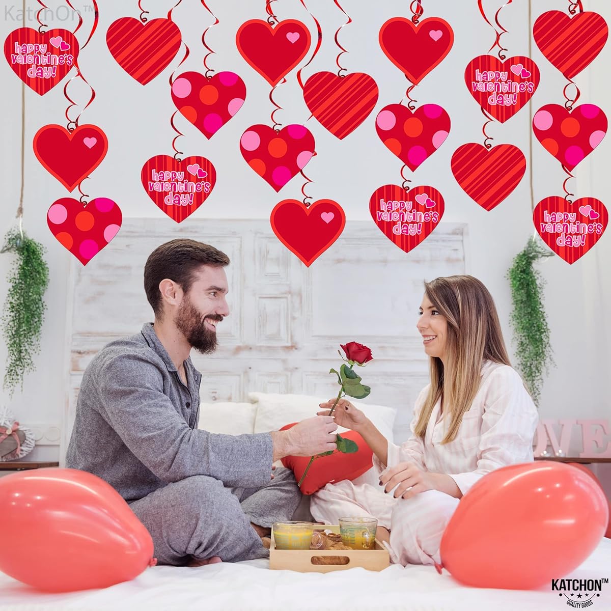 Valentine Decorations Hanging Heart Swirls - Pack of 46 | Valentine's Day Decorations - Valentine's Day Hanging Heart Decorations for Ceiling Window - Bridal Shower - Valentine's Day Party Favors
