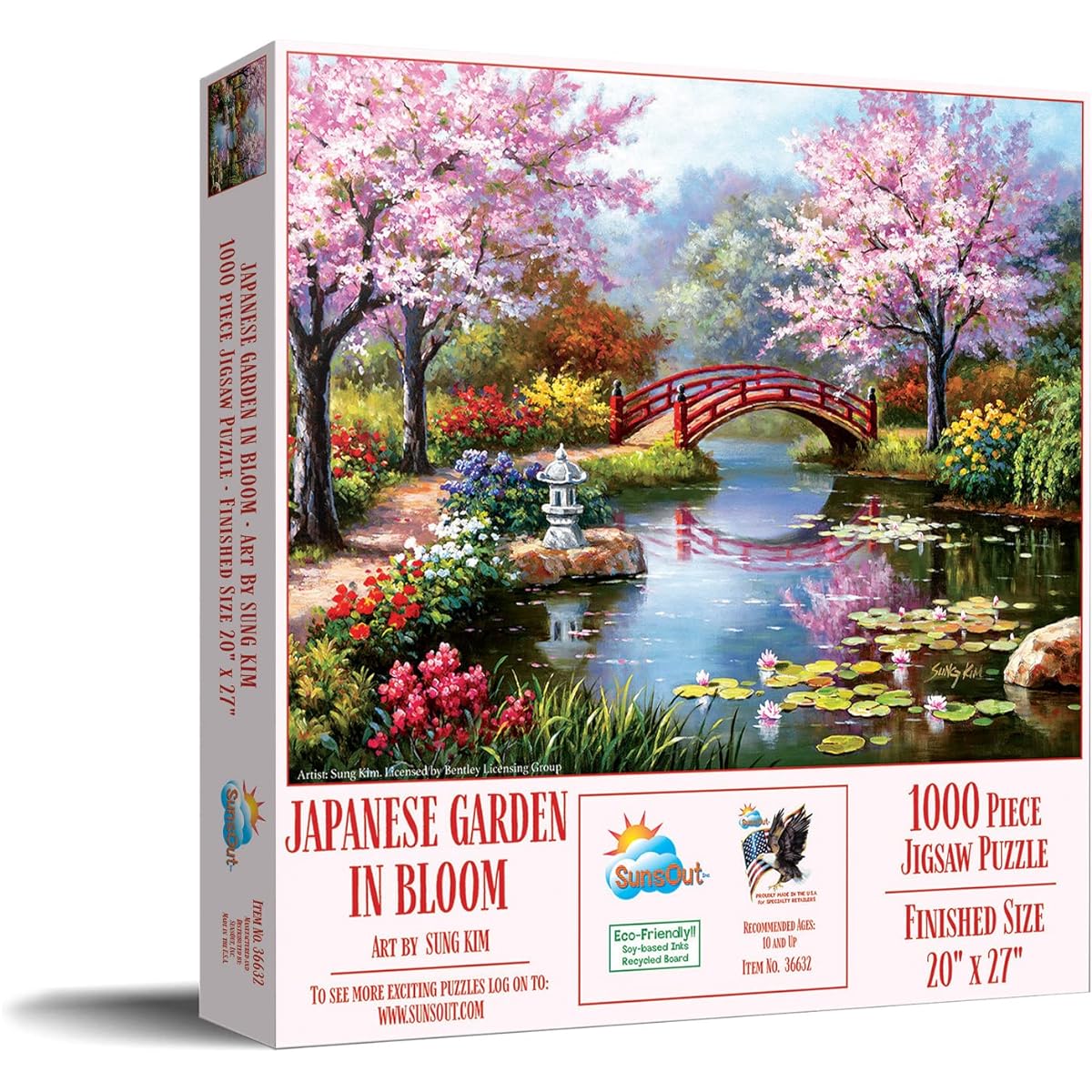 SUNSOUT INC - Japanese Garden in Bloom - 1000 Piece Jigsaw Puzzle Artist: Sung Kim - Finished Size 20" x 27" - MPN# 36632