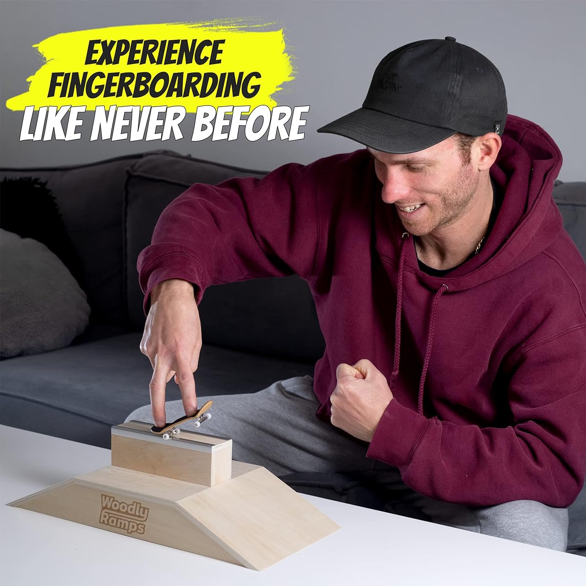 Woodly Ramps - Fun Box - Fingerboard Skatepark Ramp Game for Fingerboard Bike Scooter - Fingerboard Obstacles, Finger Skateboard