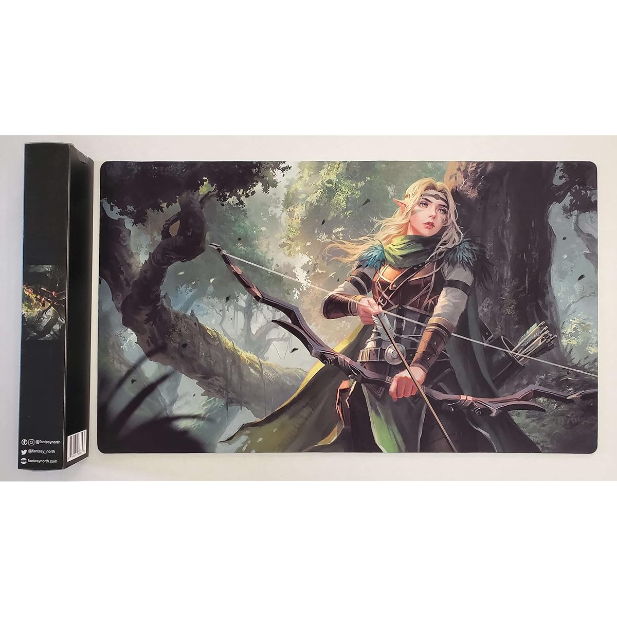 Aelwyn Alorr - Wood Elf Ranger - TCG Playmat and Mousepad - 24 x 14 Inch - Fantasy North