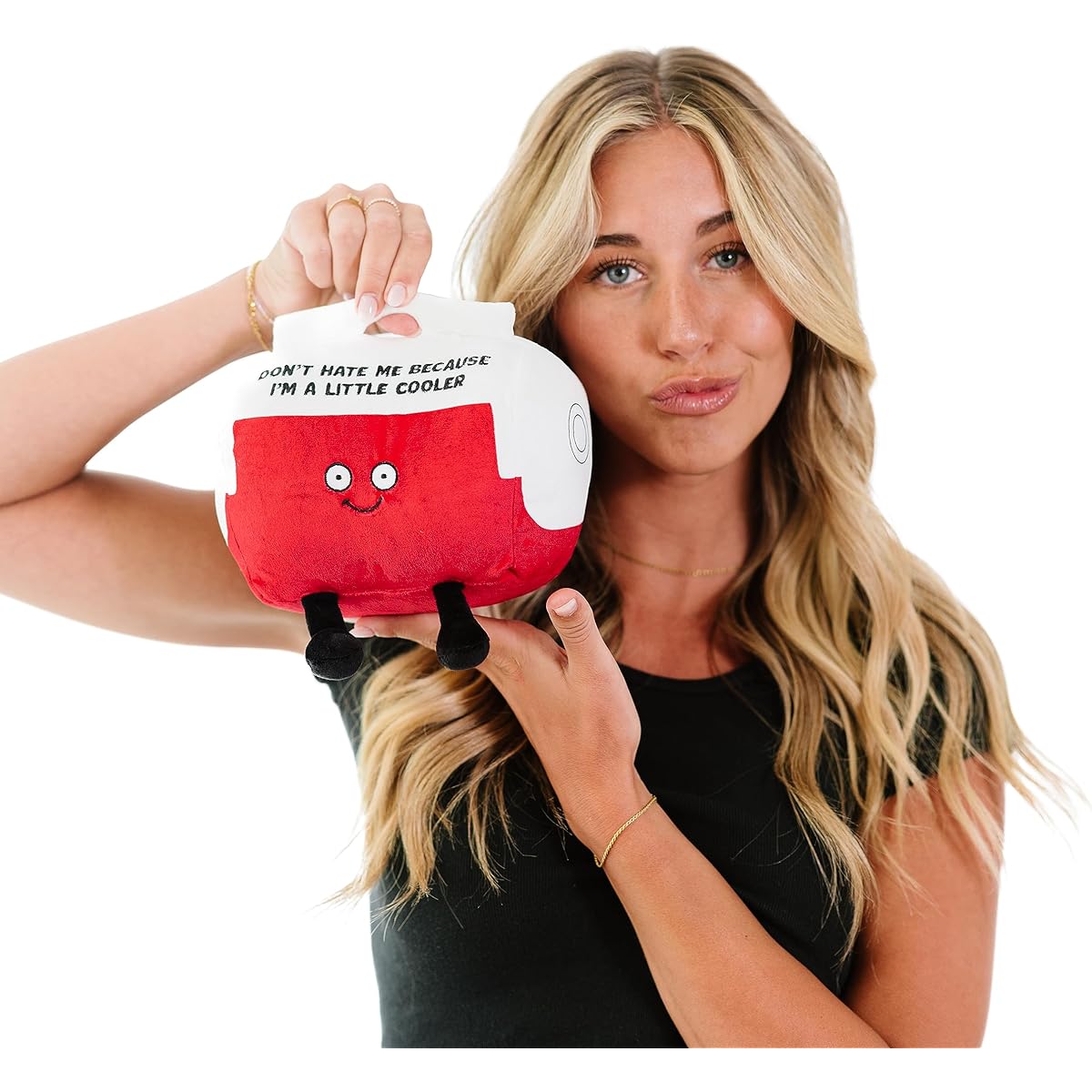 Punchkins - Don't Hate Me Because I'm a Little Cooler Cooler Lunch Box Plush - Funny Meme Pun White Elephant Cute