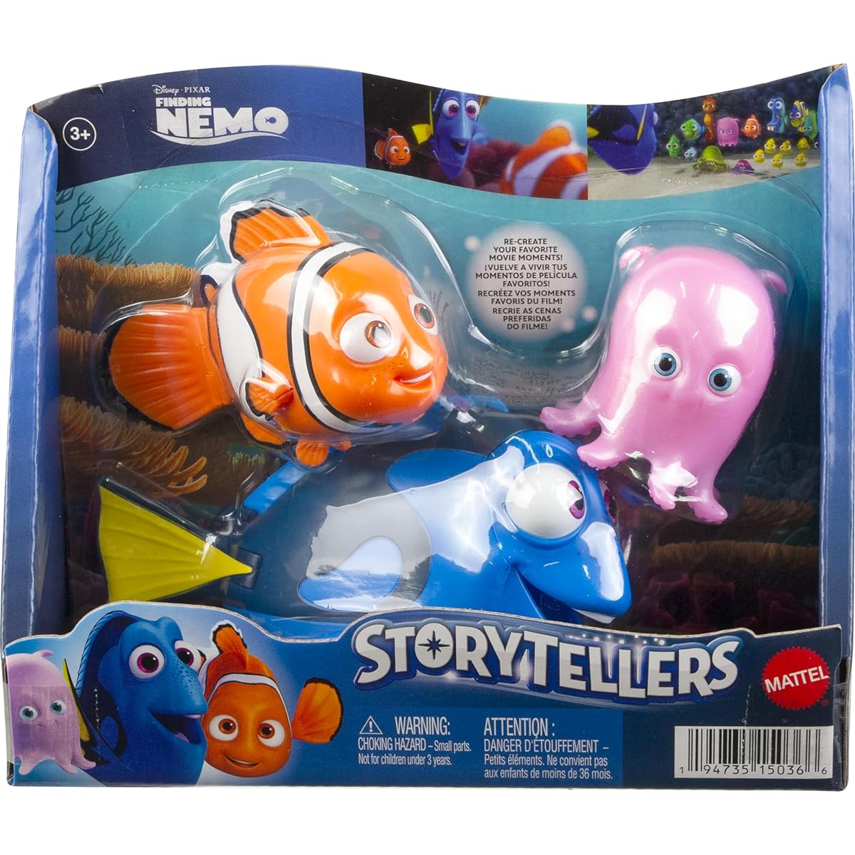 Mattel Disney Pixar Finding Nemo Action Figures Storyteller 3-Pack Featuring Nemo, Dory and Pearl Characters 4-Inch Movable Movie Toys