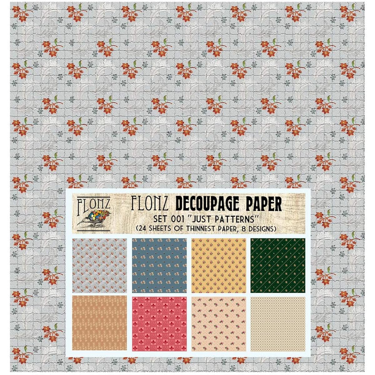 Decoupage Paper Pack (24 Sheets 6" x 6") Medieval Pattern FLONZ Vintage Style Paper for Decoupage Crafts Scrapbooking