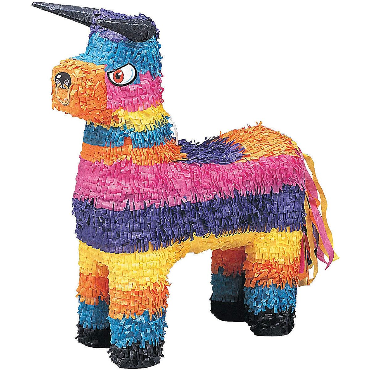 Fiesta Bull Pinata (15.25 x 5.5 x 18 inches) for Cinco de Mayo, birthdays, tacos, luau, Mexican themed party supplies, decorations, and carnivals.