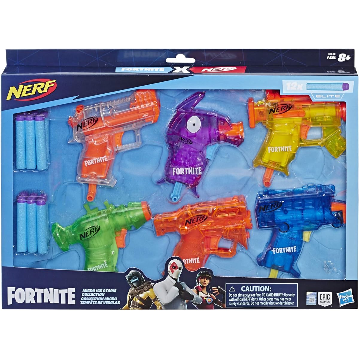 NERF Fortnite Micro Ice Storm Collection -- Includes 6 Microshots Blasters & 12 Official Elite Darts -- for Youth, Teens, Adults