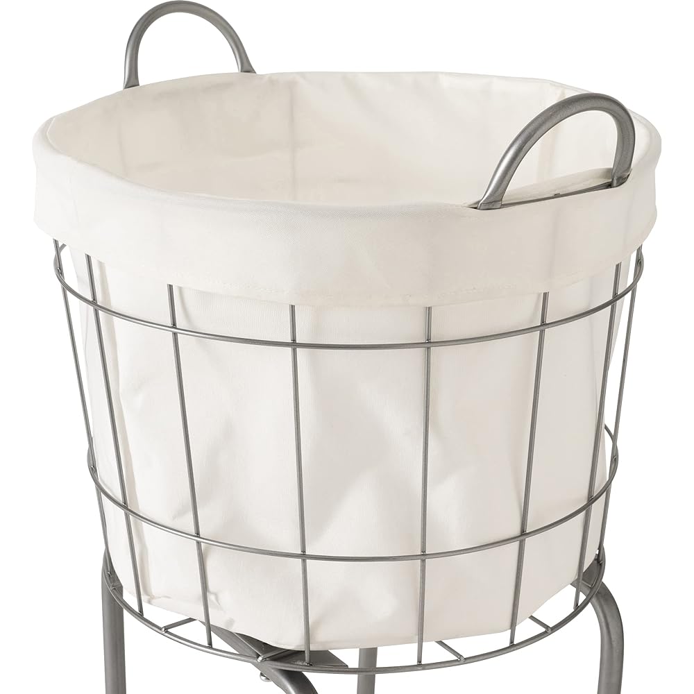 003334 LAUNDRY ROUND BASKET with CASTER LEG 35L (Brown)