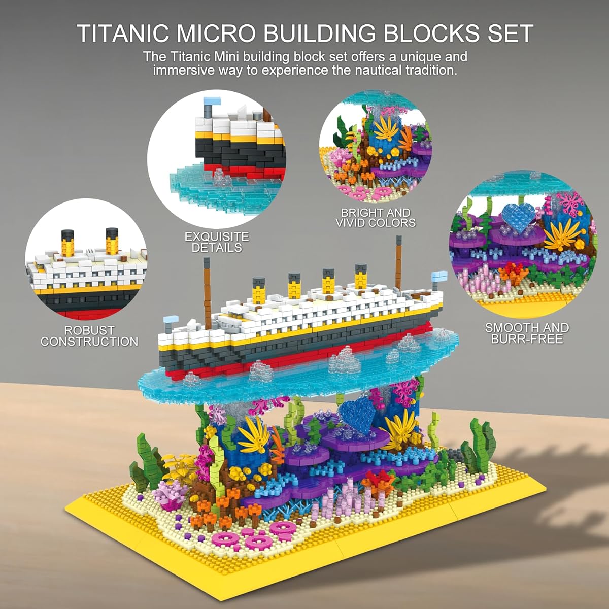 flycites Titanic Ship Micro Mini Building Blocks Set 3892 Pieces 3D Titanic Collection Display Model Set Boat Brick Kit DIY Blocks Toy Gift for Kids and Adults
