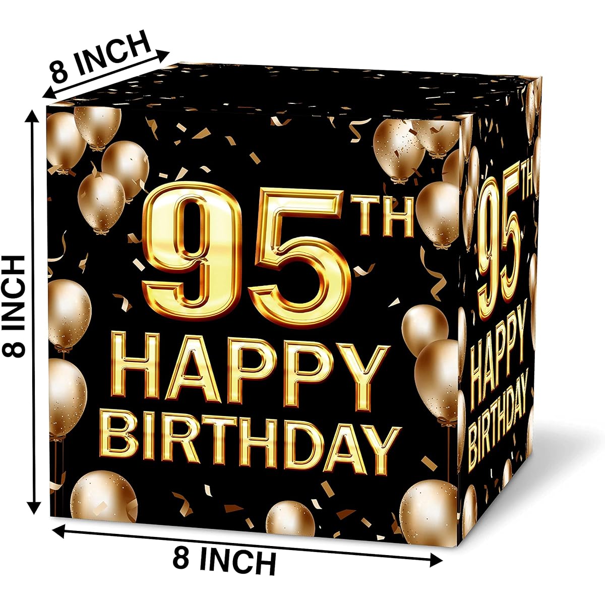 Keydaat 95th Birthday Card Box, Black & Gold Card Box for Birthday Party Decorations, Party Supplies Money Box, 1pc (035-sr)