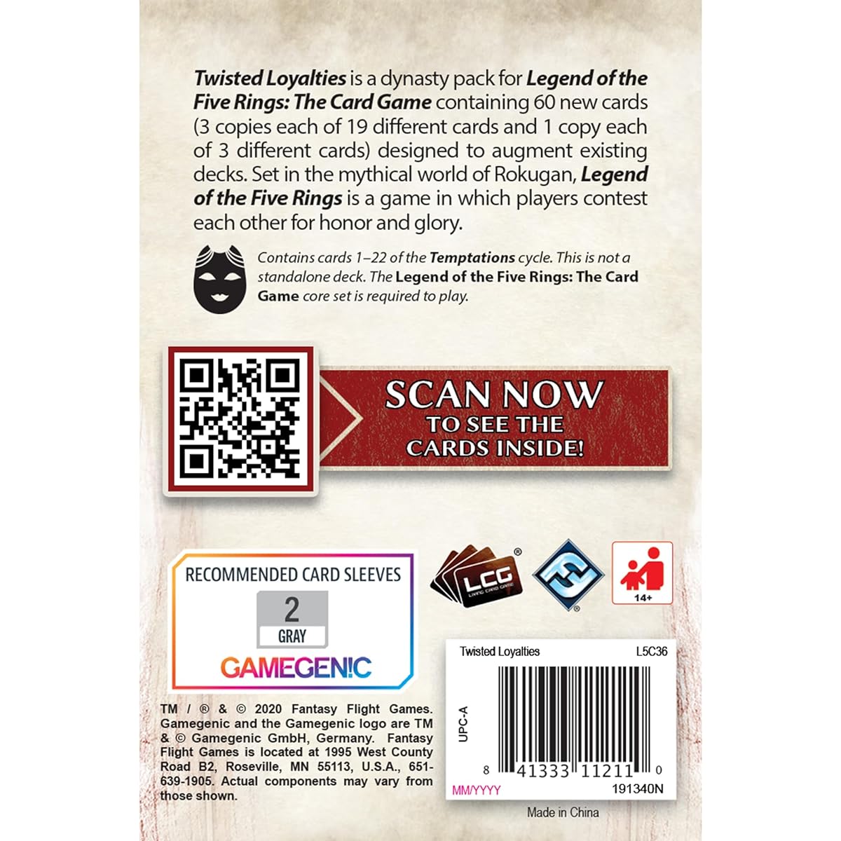 Legend of The Five Rings LCG:Twisted Loyalties Dynasty Pack