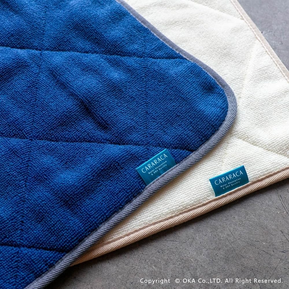 OKA Good Drying Kararaka Towel Bath Mat Approx. 50cm x 70cm Navy (Made of Good Drying Fibers, Absorbent, Quick Drying)