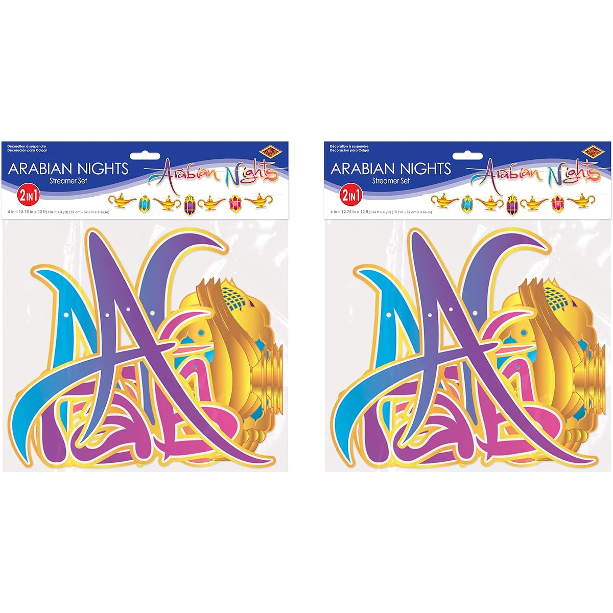 Beistle Arabian Nights Streamer Set, 2 Piece, 12.75" x 12', Multicolor