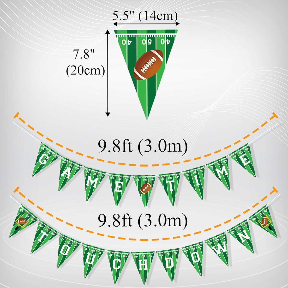 Uniwish 2 Pieces Game Time Banner Touchdown Banner Football Party Decorations Garland Football Welcome Sign Sports Theme Birthday Party Supplies Photo Backdrop