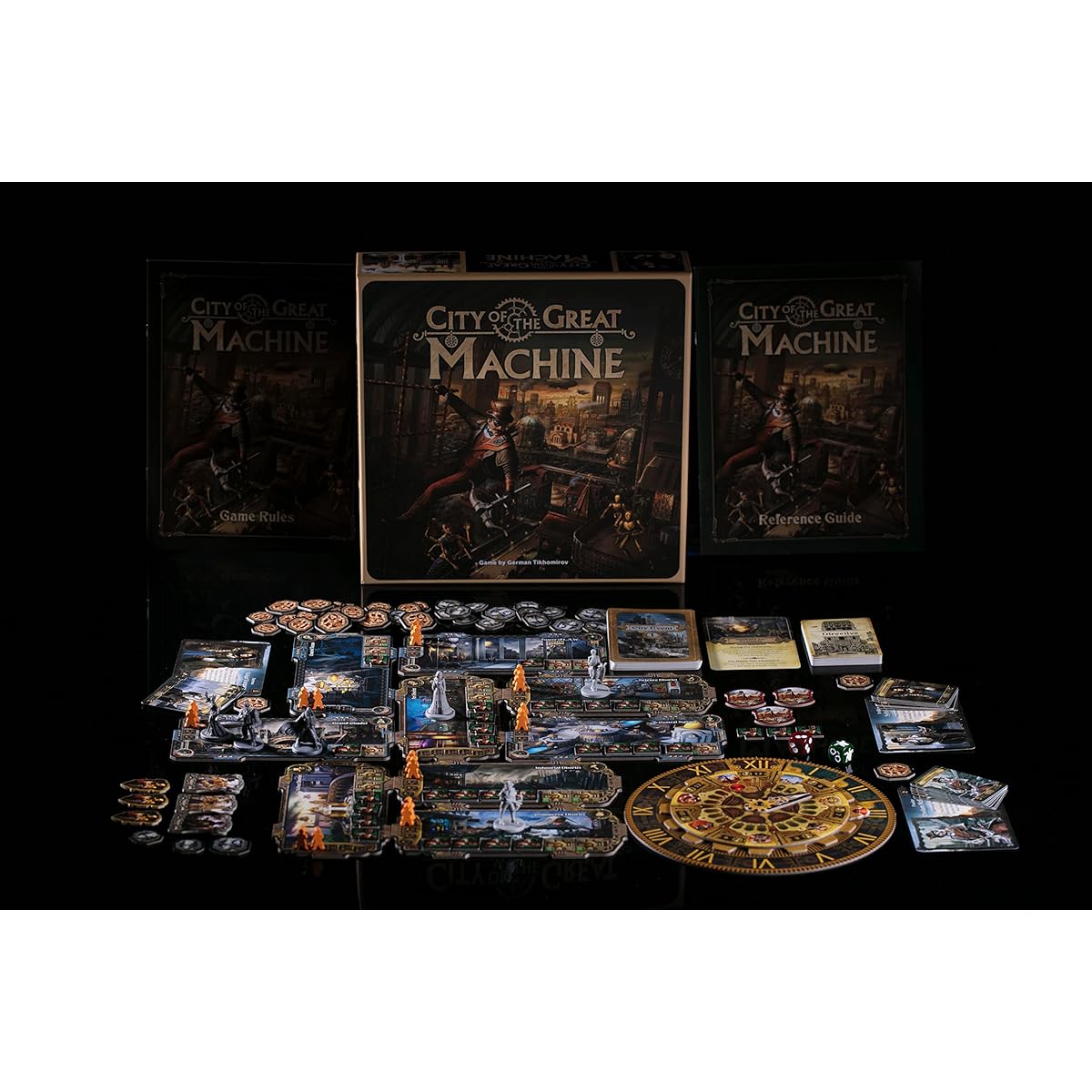 City of The Great Machine Board Game | 1-4 players | Ages 14+ | Steampunk | One-to-Many | Hidden Moves | Co-op & Solo | Average play time 45-90 minutes