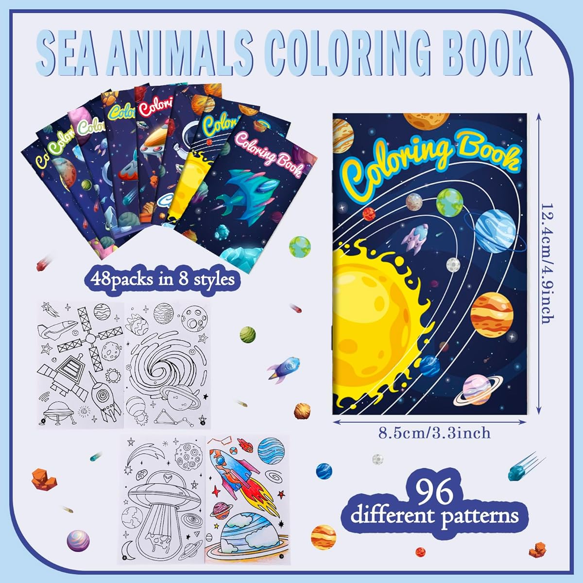 Jutom Coloring Books Bulk Buy for Kids and Adults Relaxation Gifts DIY Coloring Books Party Favors Homeschool Classroom Activities (48 Pieces Outer Space)