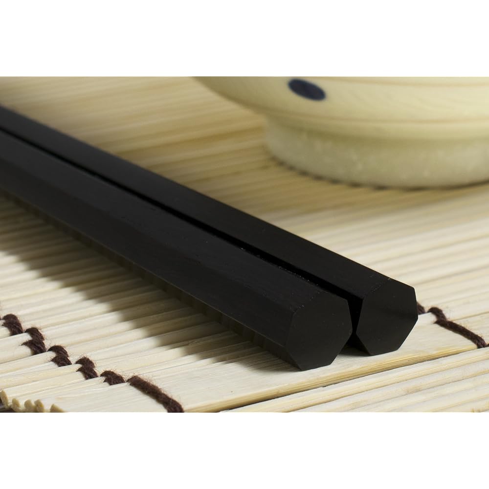 Daikokuya Edo Wooden Chopsticks, Made in Japan, Top Quality, Seven Anagonal Shavings, Striped Ebony, Lacquer Finish (24cm)