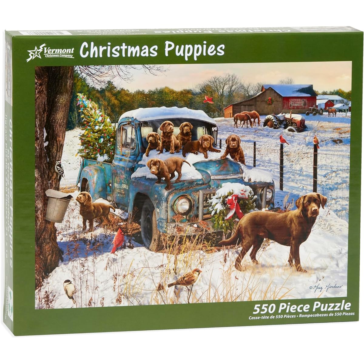 Vermont Christmas Company Puppy Christmas Jigsaw Puzzle 550 Piece