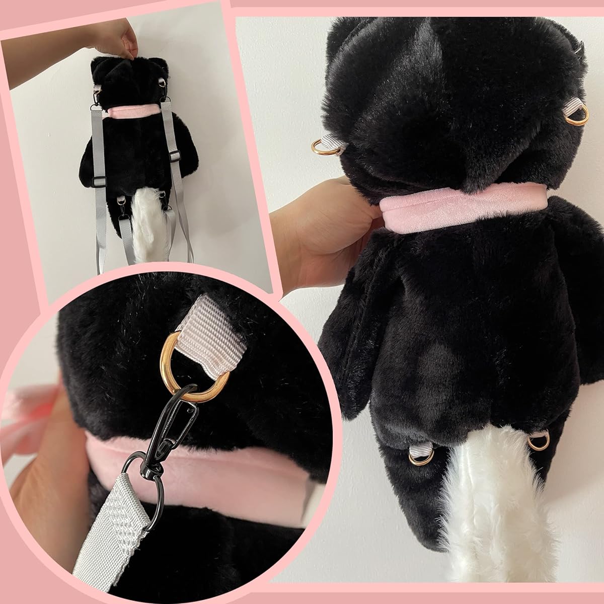 Liokoon Black Cat Plush Backpack Plush Bag Wallet Cute Kawaii Plush Gift Adult Women, Black
