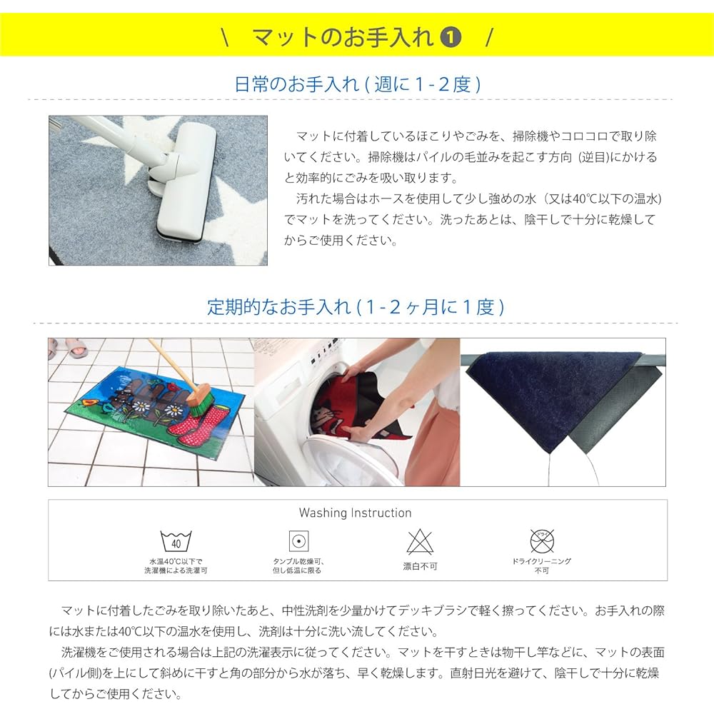 Cleantex Japan wash+dry Entrance Mat Flori 50×75cm AB00287